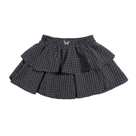 Ruffle Plaid Mini Skirt -