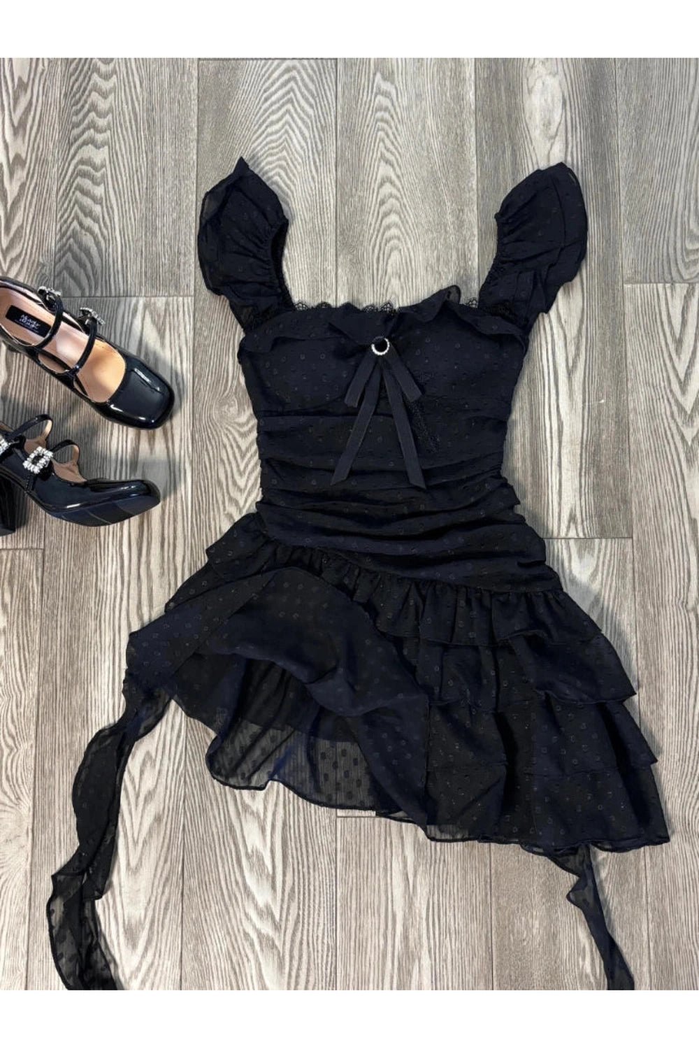 Ruffled Dark Fairy Mini Dress - Dresses