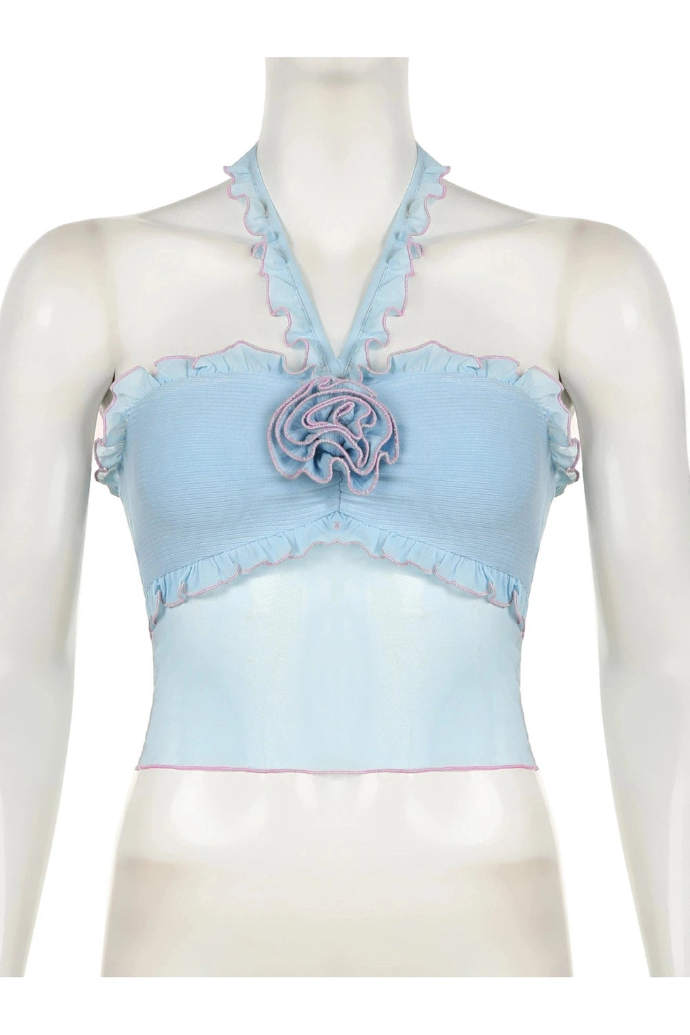 Ruffled Halter Crop Top Shoptery