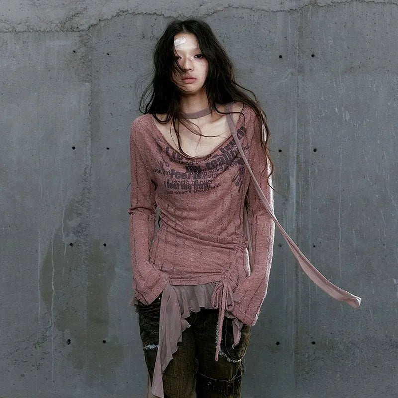Alt Rustic Dystopia Long Sleeve Top Shoptery
