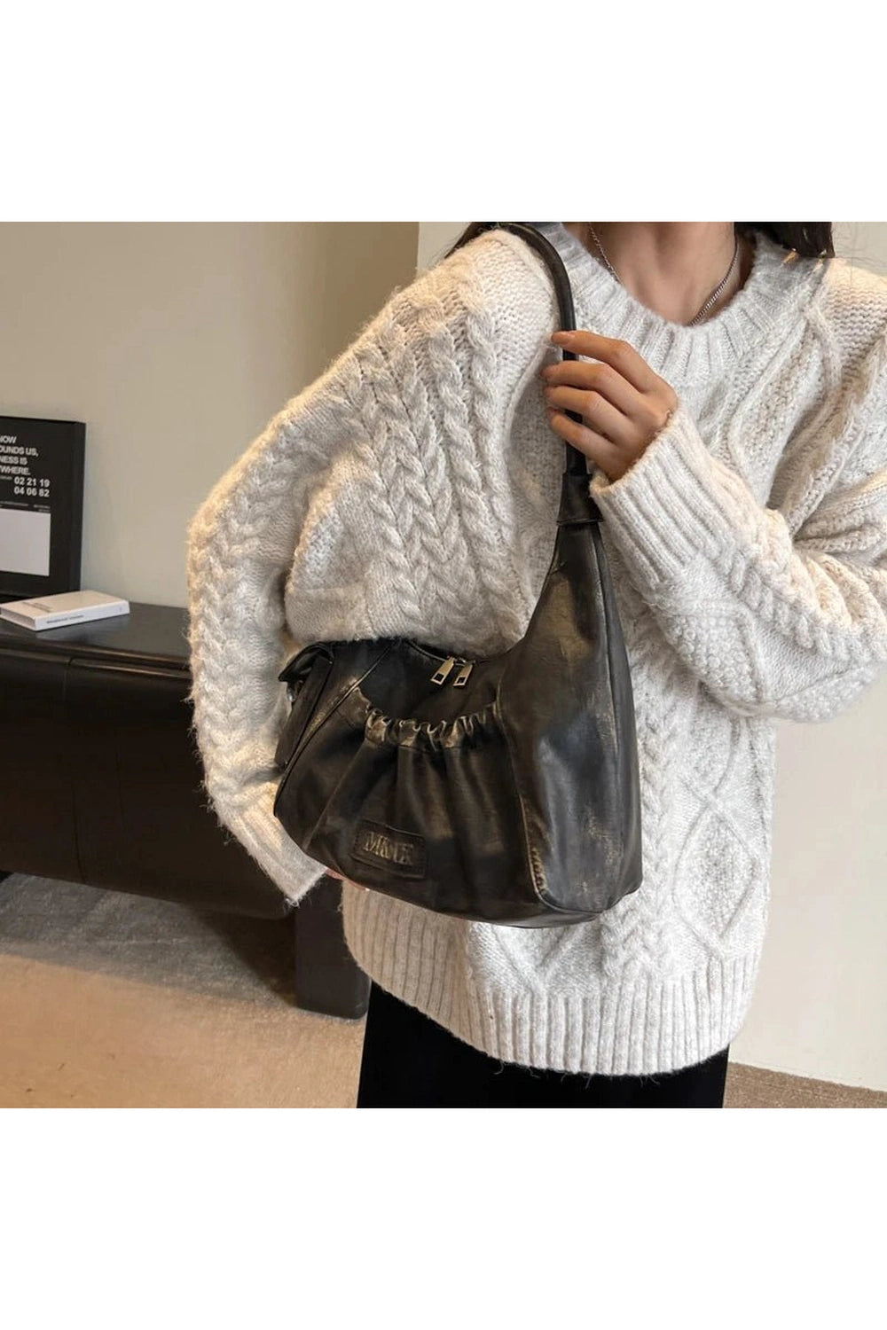 Y2k Rustic Ruched Shoulder Bag Shoptery