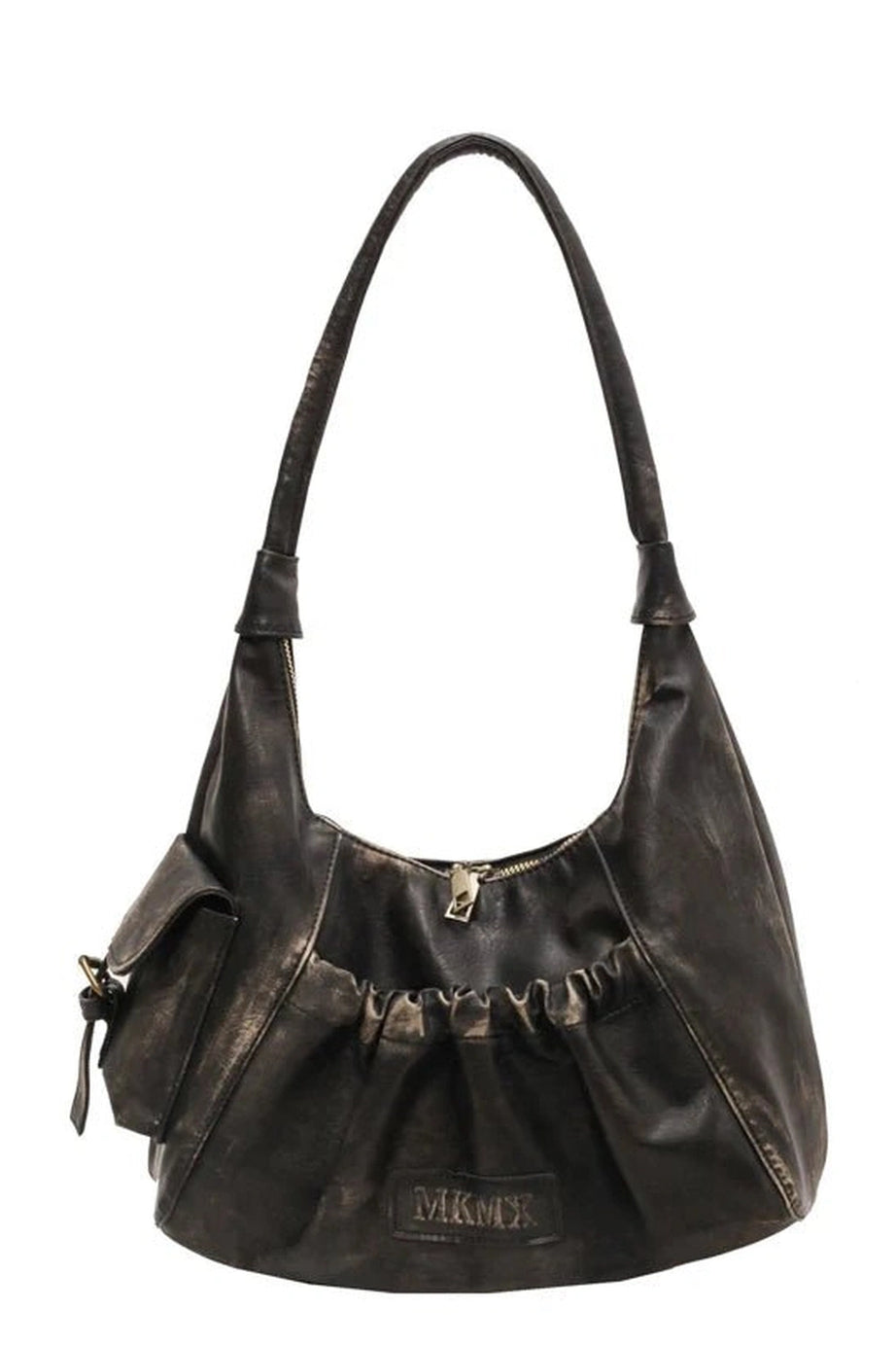 Rustic Ruched Shoulder Bag - 