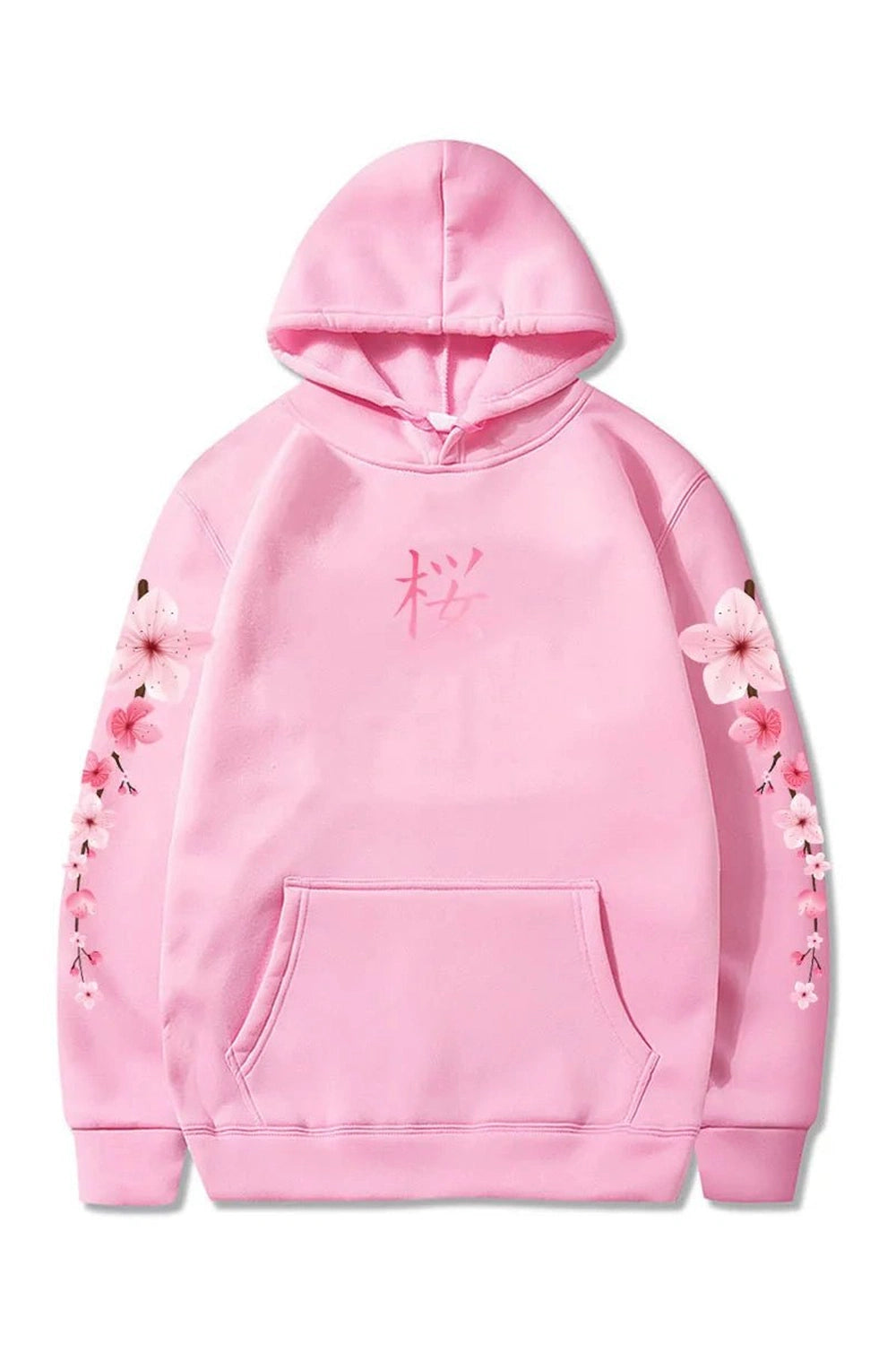 Pastel Aesthetic Sakura Graphic Hoodie pink Shoptery