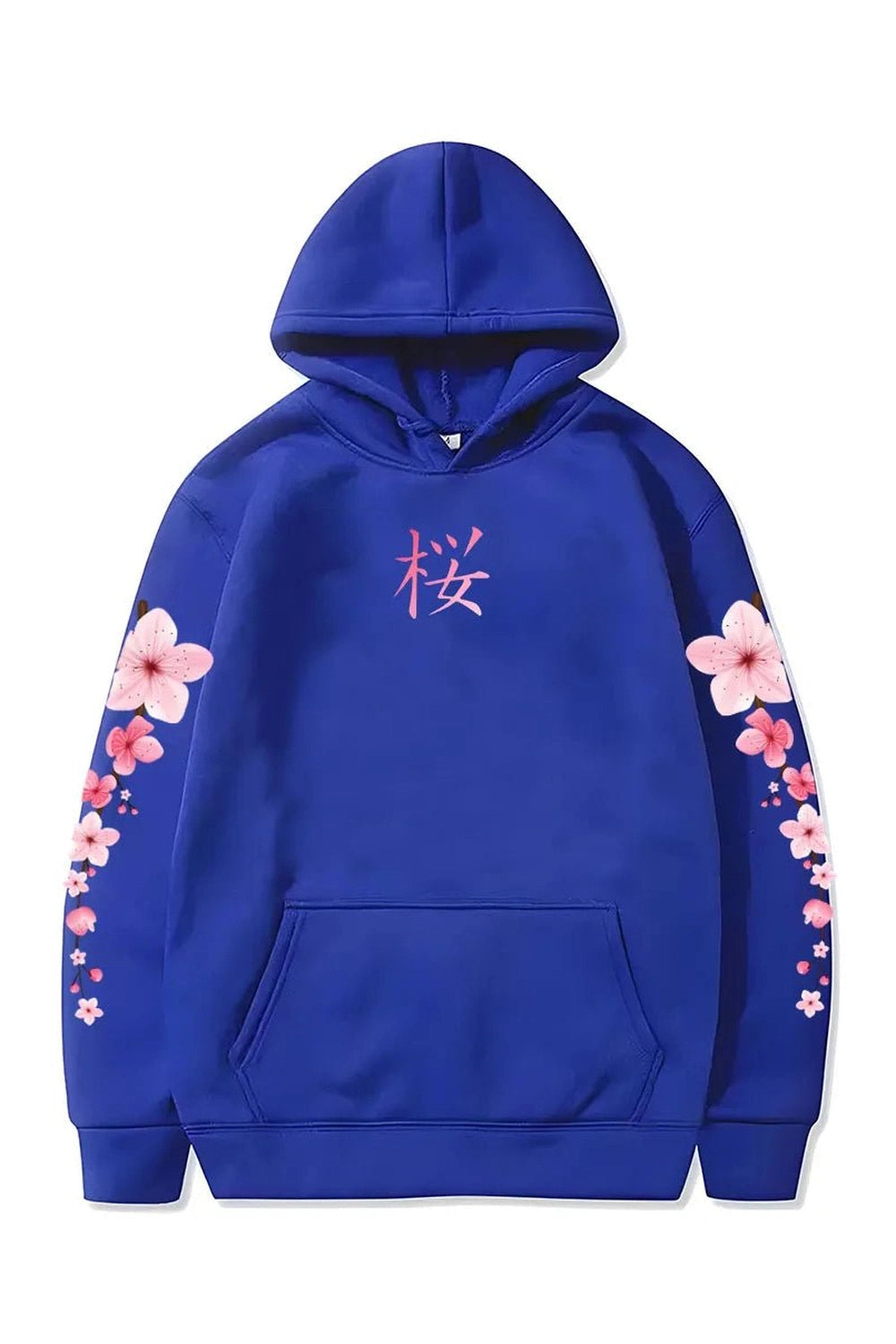 Pastel Aesthetic Sakura Graphic Hoodie dark-blue Shoptery
