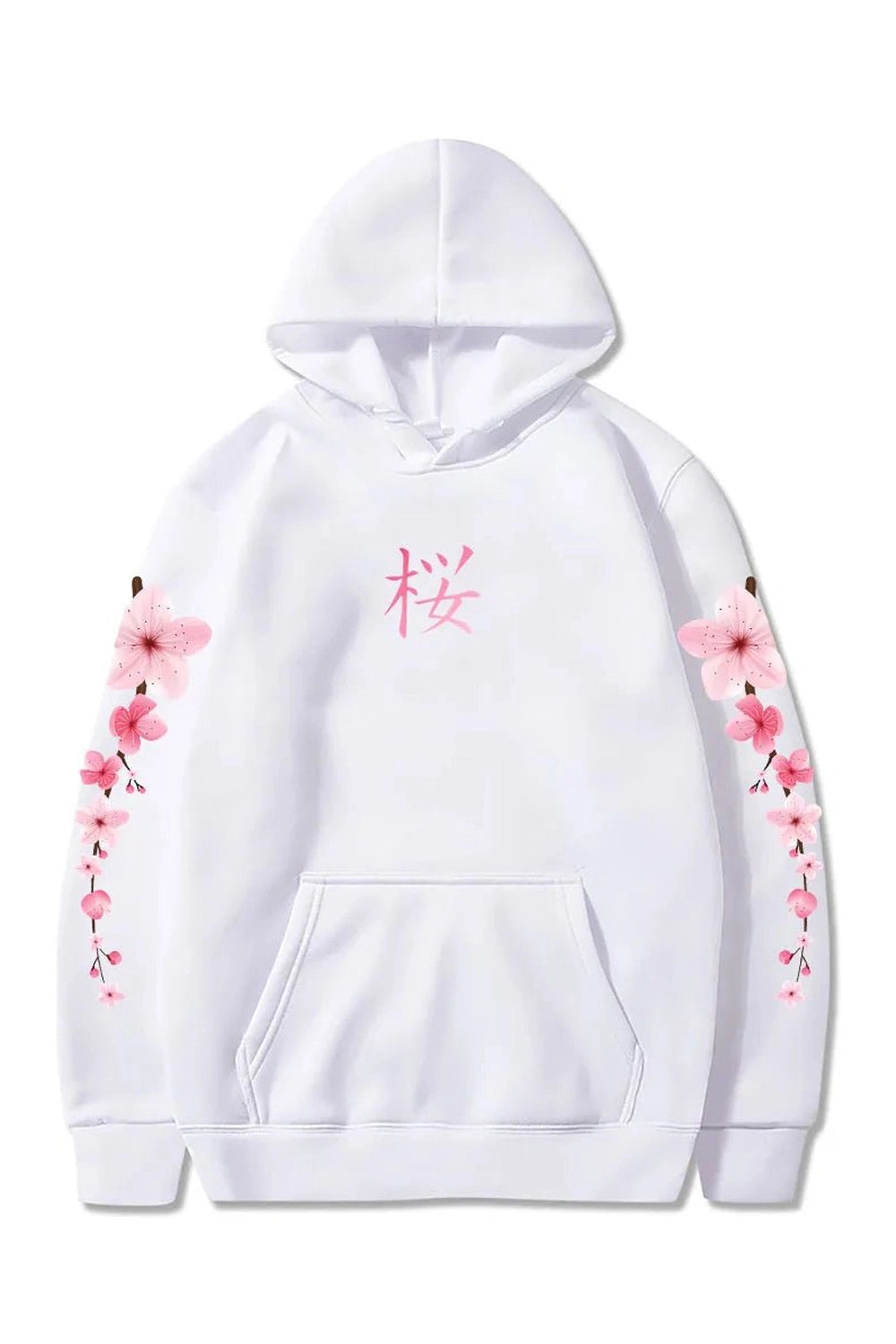 Pastel Aesthetic Sakura Graphic Hoodie white Shoptery