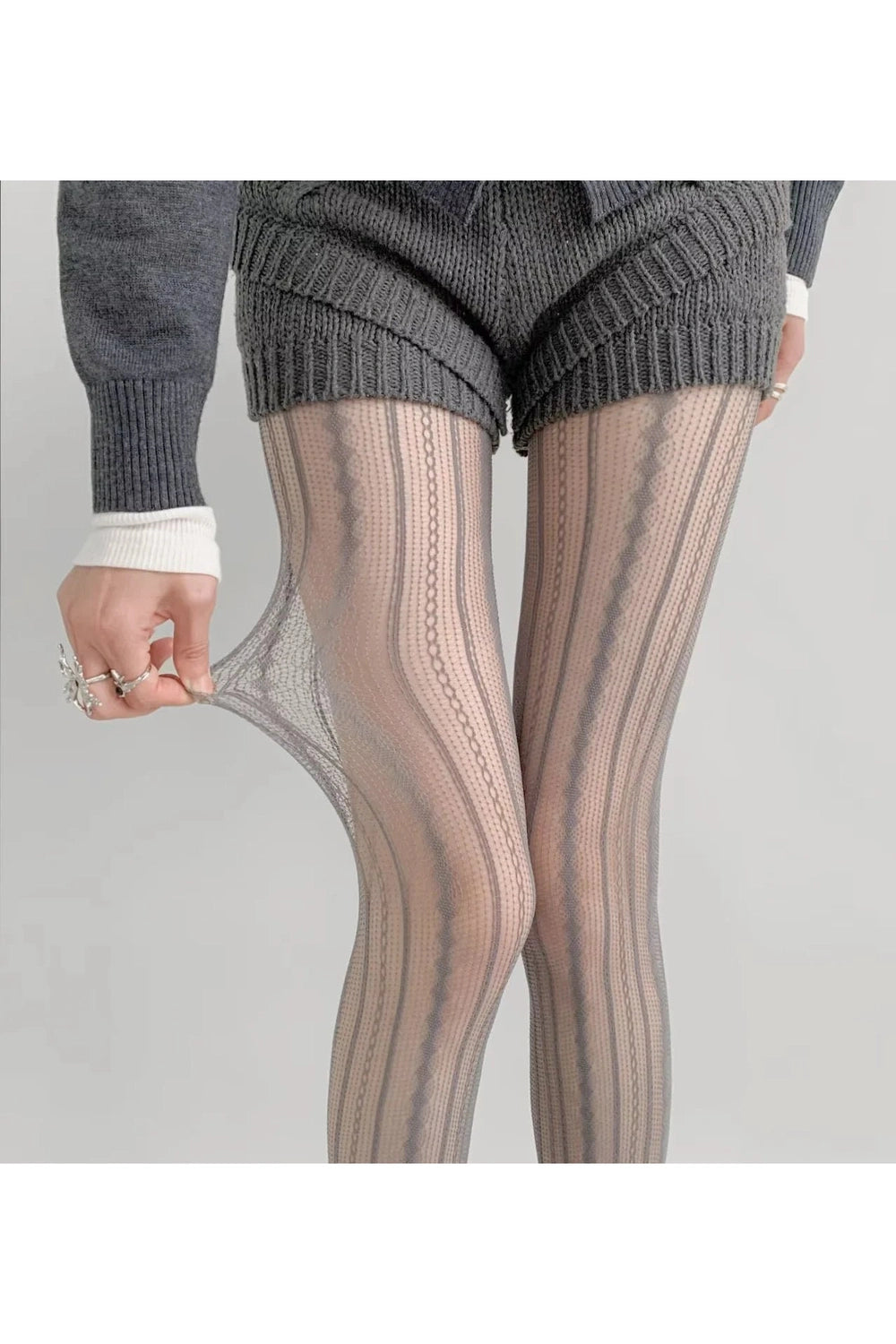 Coquette Scarlet Lace Patterned Tights Gray One Size Shoptery