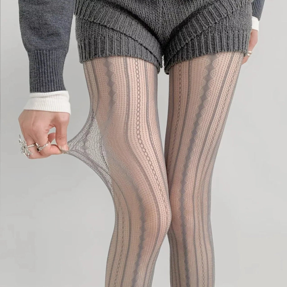 Coquette Scarlet Lace Patterned Tights Gray One Size Shoptery