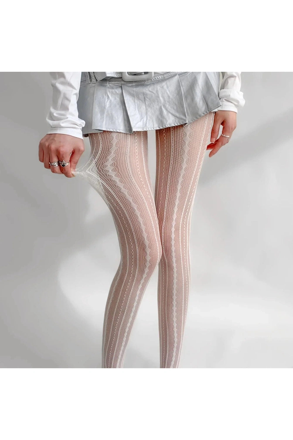 Coquette Scarlet Lace Patterned Tights White One Size Shoptery