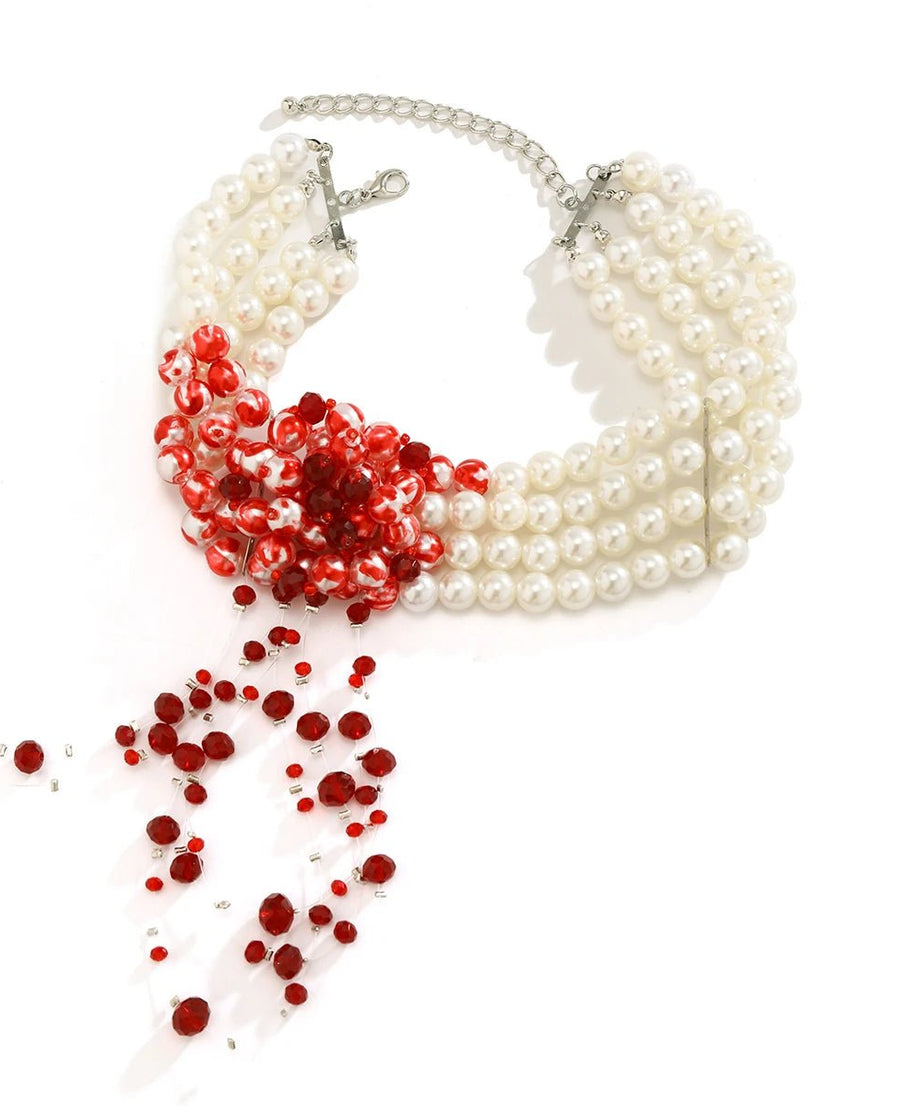 Scarlet Pearl Choker Necklace - Necklaces