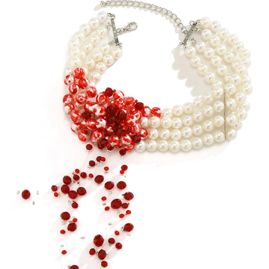 Alt Scarlet Pearl Choker Necklace Shoptery