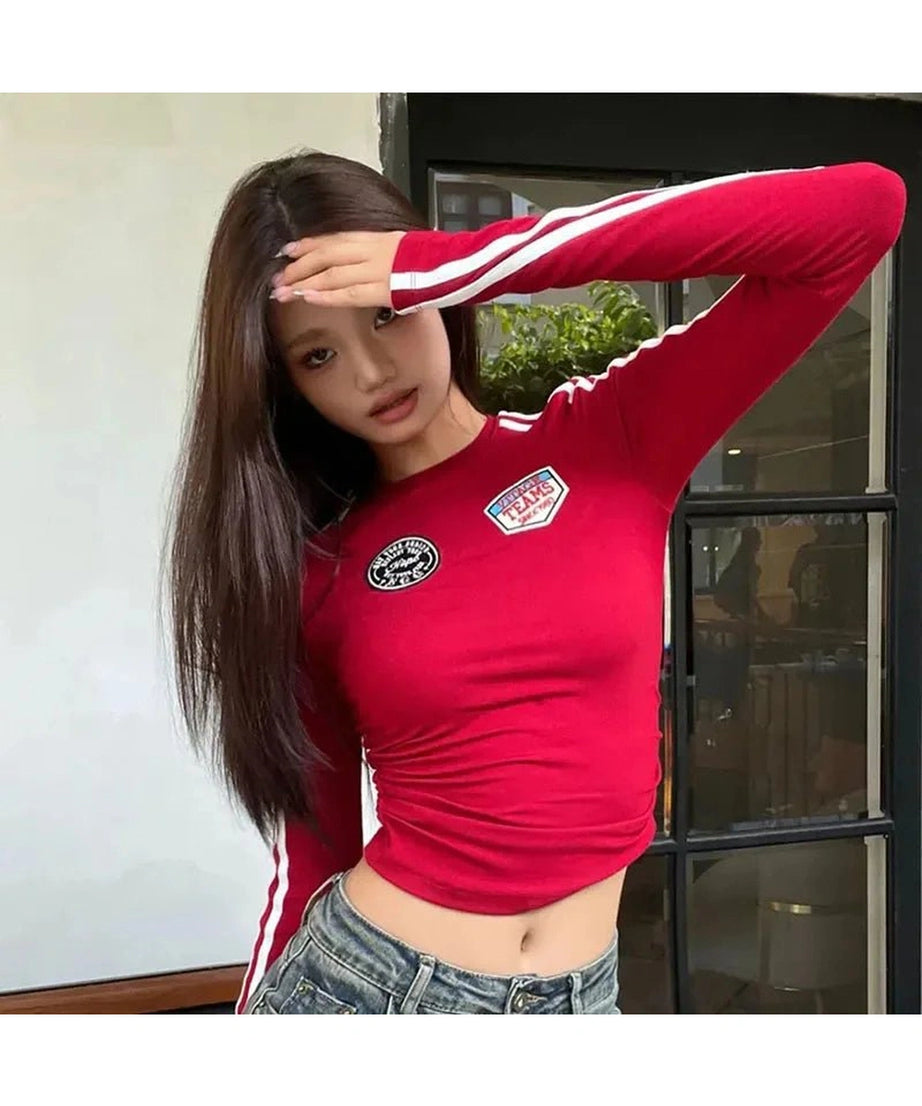 Scarlet Racer Long Sleeve Crop Top - Crop Tops