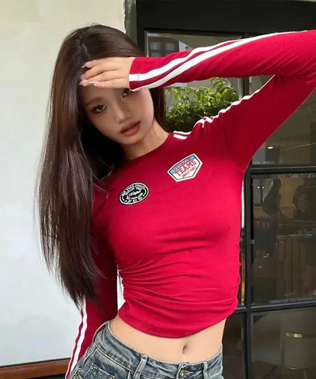 Scarlet Racer Long Sleeve Crop Top - Crop Tops