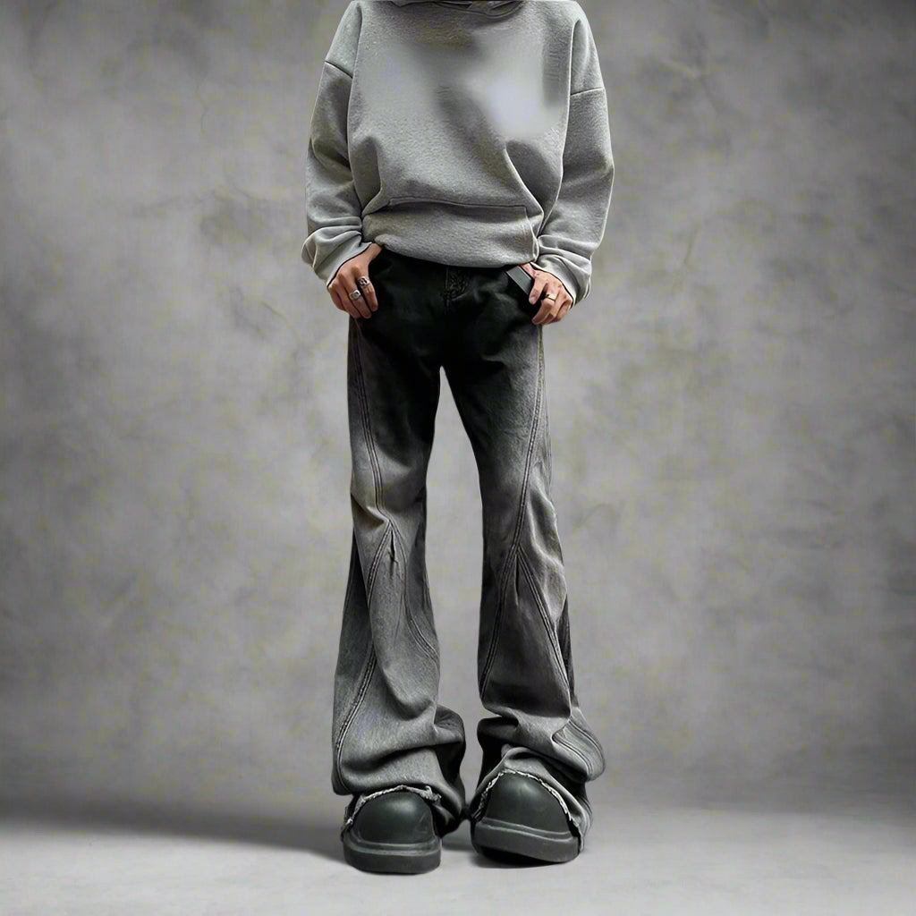 Y2k Shadow Flare Panel Jeans black Shoptery