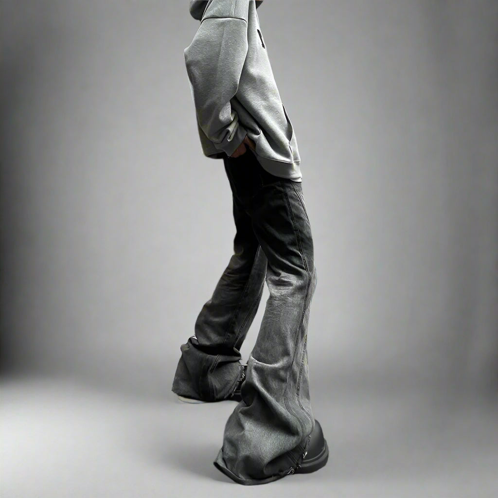 Y2k Shadow Flare Panel Jeans Shoptery