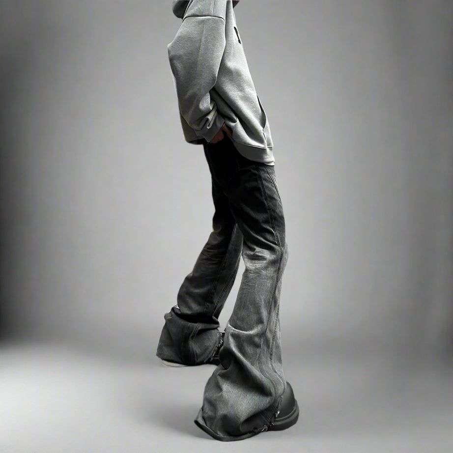 Y2k Shadow Flare Panel Jeans Shoptery