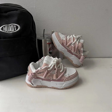 Shadow Pulse Edgy Chunky Sneakers Pink Shoptery