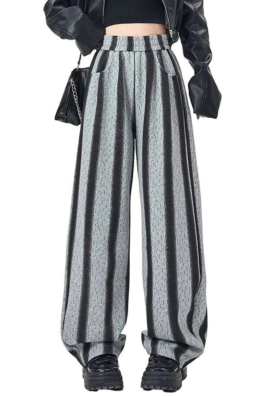 Shadow Stripe Wide - Leg Pants - 