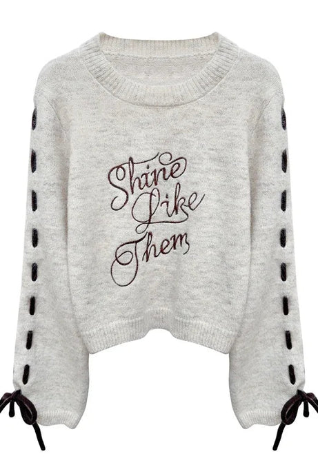 Shine Bright Embroidered Sweater - Sweaters