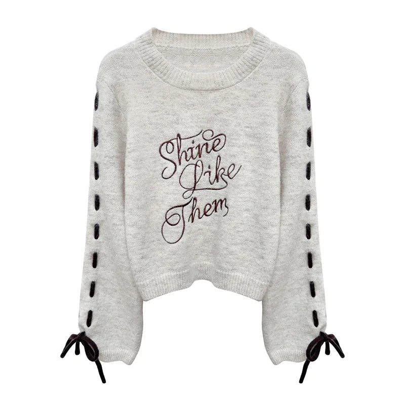 Shine Bright Embroidered Sweater - Sweaters