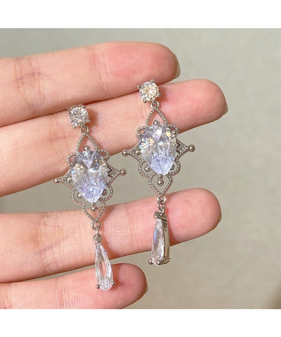 Shiny Waterdrop Crystal Drop Earrings - Earrings