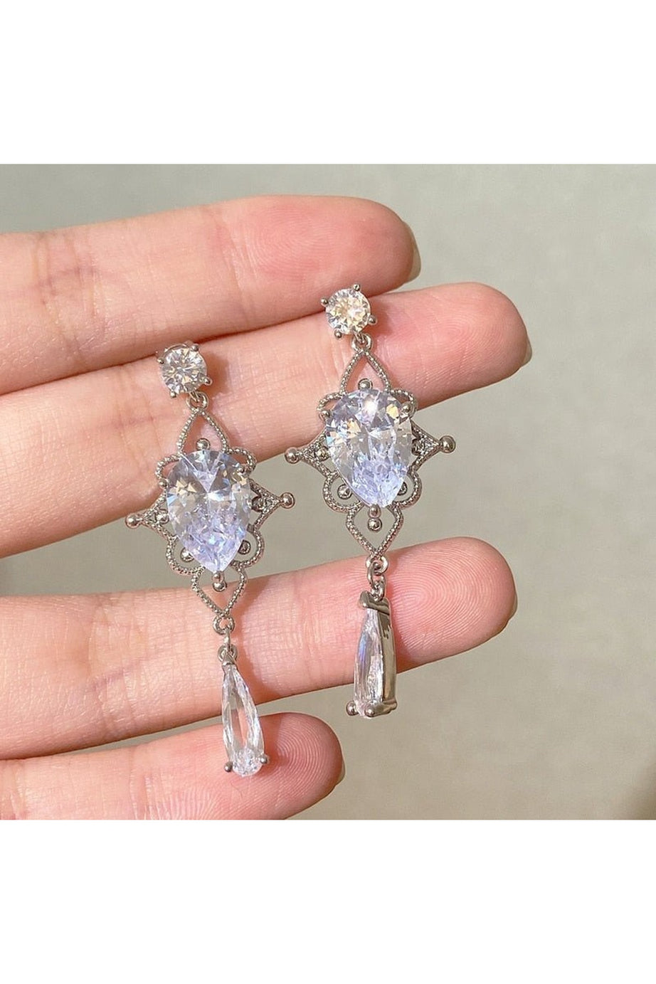 Shiny Waterdrop Crystal Drop Earrings - Earrings