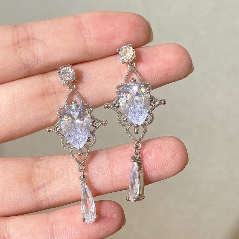 Shiny Waterdrop Crystal Drop Earrings - Earrings