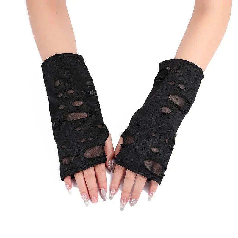Y2k Shredded Chaos Leg & Arm Warmers black gloves one size Shoptery