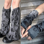 Y2k Shredded Chaos Leg & Arm Warmers gray set one size Shoptery