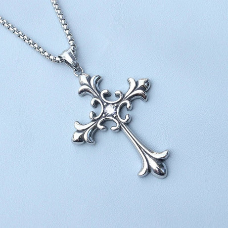 Silver Baroque Alt Goth Cross Necklace Shoptery