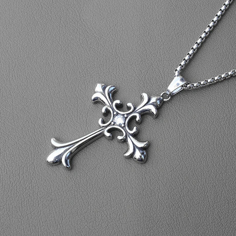 Silver Baroque Alt Goth Cross Necklace Shoptery