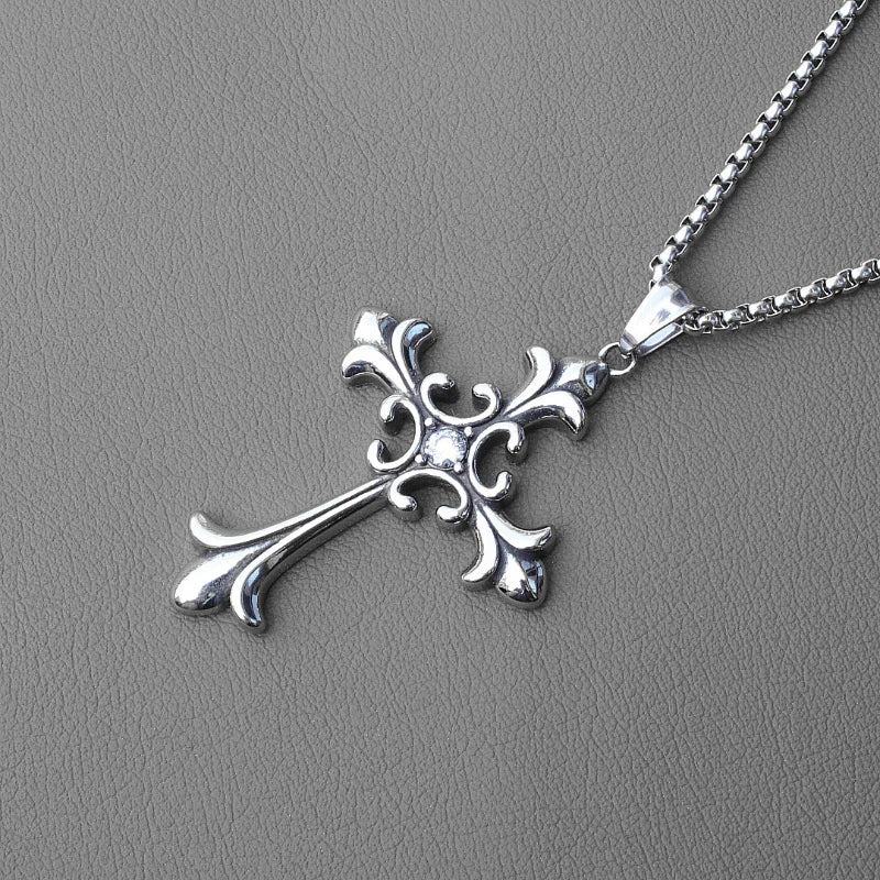 Silver Baroque Alt Goth Cross Necklace Shoptery