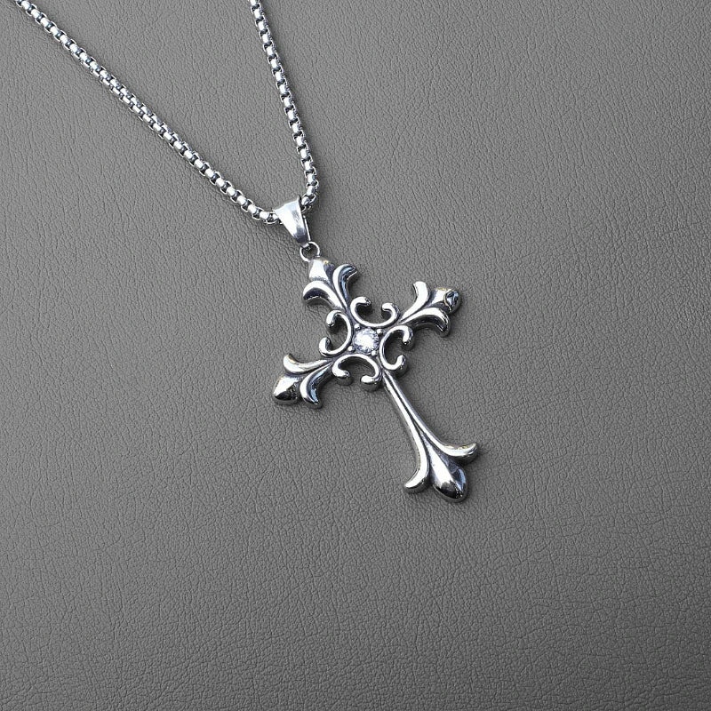 Silver Baroque Alt Goth Cross Necklace Shoptery
