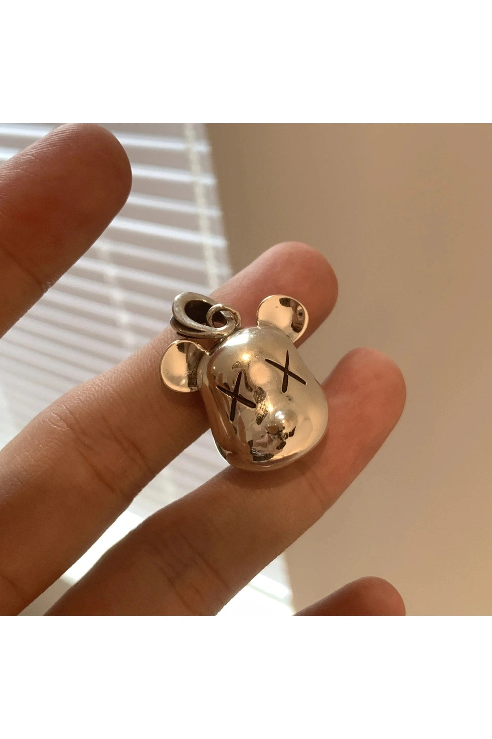 Edgy Silver Bear Head Necklace Shoptery