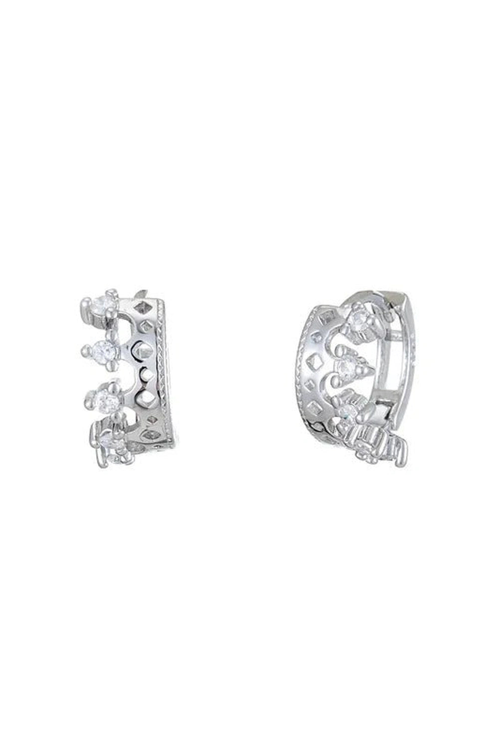 Silver Crown Hoop Earrings - Earrings