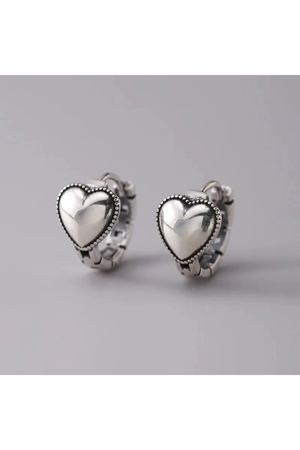Edgy Silver Heart Ring Earrings Silver E3800 Shoptery
