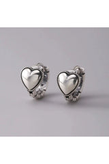 Edgy Silver Heart Ring Earrings Silver E3800 Shoptery