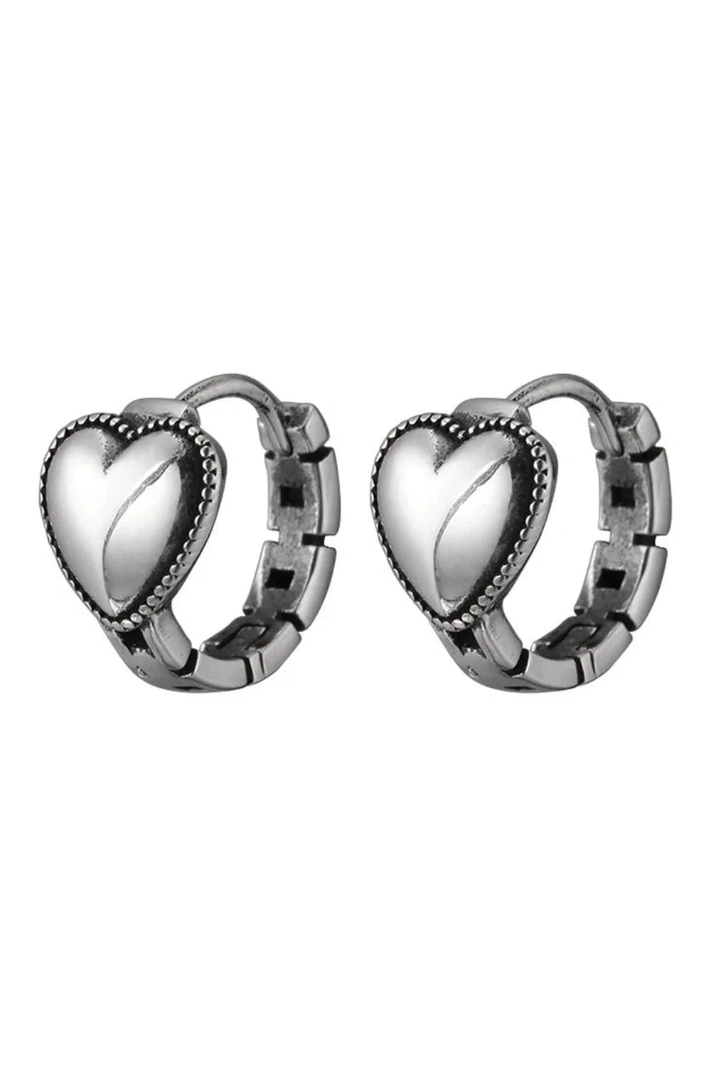 Edgy Silver Heart Ring Earrings Shoptery