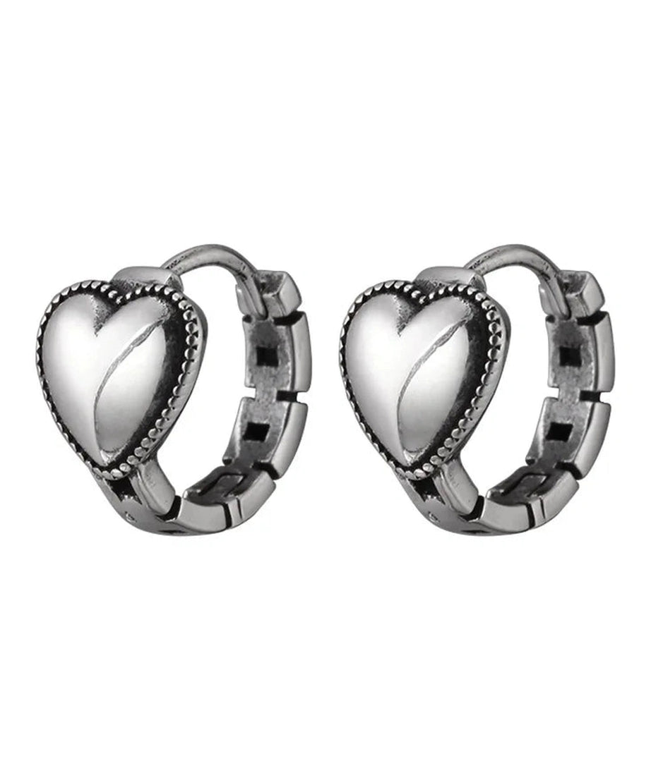 Silver Heart Ring Earrings - Earrings