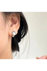Edgy Silver Heart Ring Earrings Shoptery