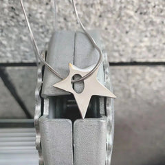 Silver Shuriken Ninja Y2k Necklace Shoptery