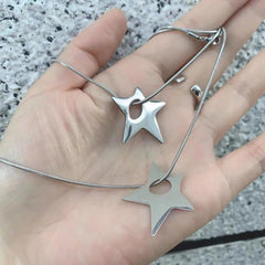 Silver Shuriken Ninja Y2k Necklace Shoptery