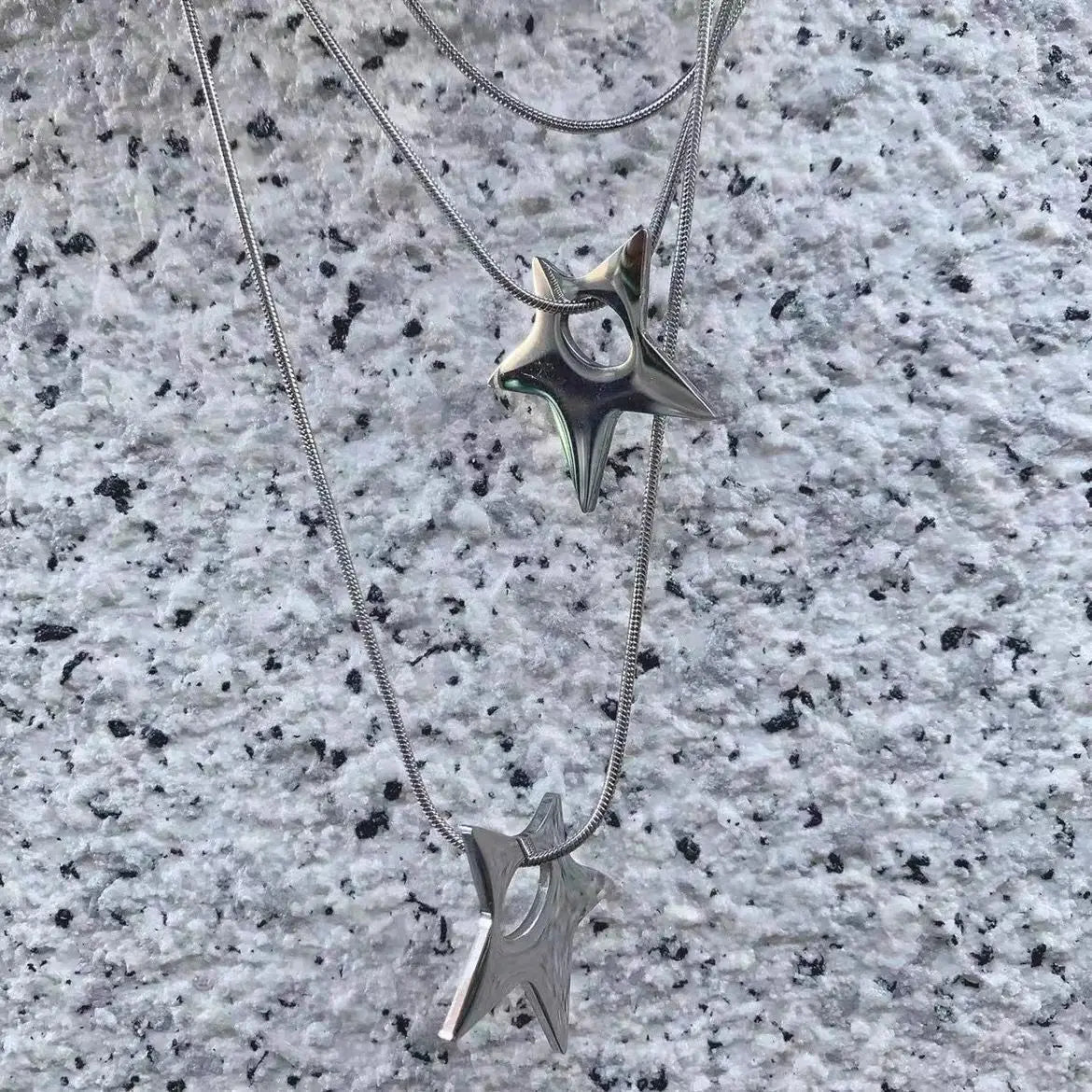 Silver Shuriken Ninja Y2k Necklace Shoptery