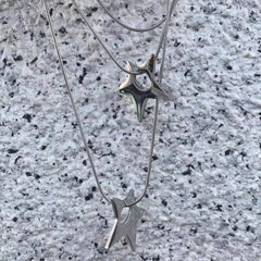 Silver Shuriken Ninja Y2k Necklace Shoptery