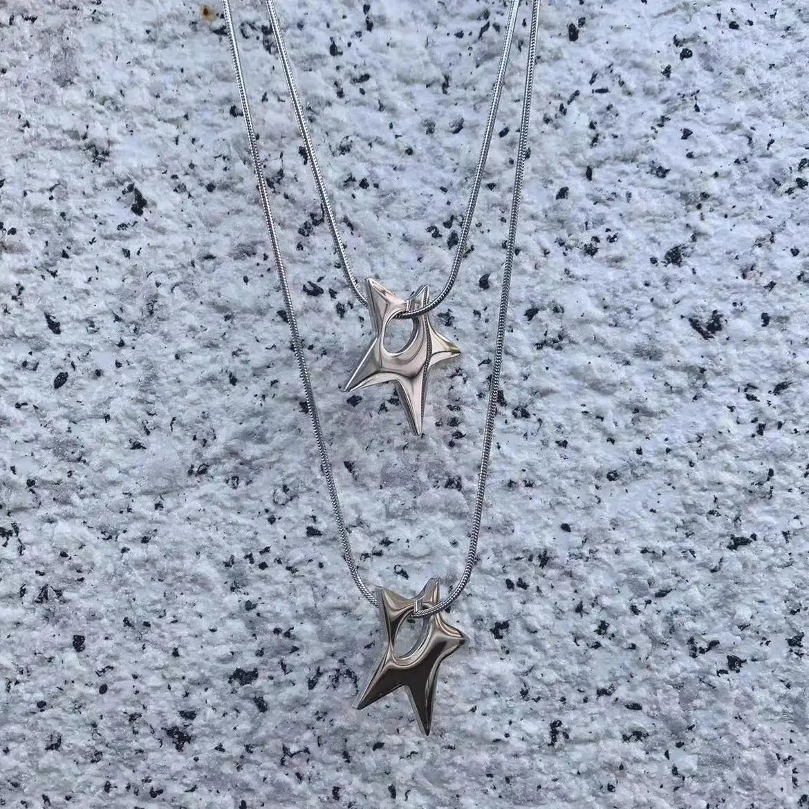 Silver Shuriken Ninja Y2k Necklace Shoptery