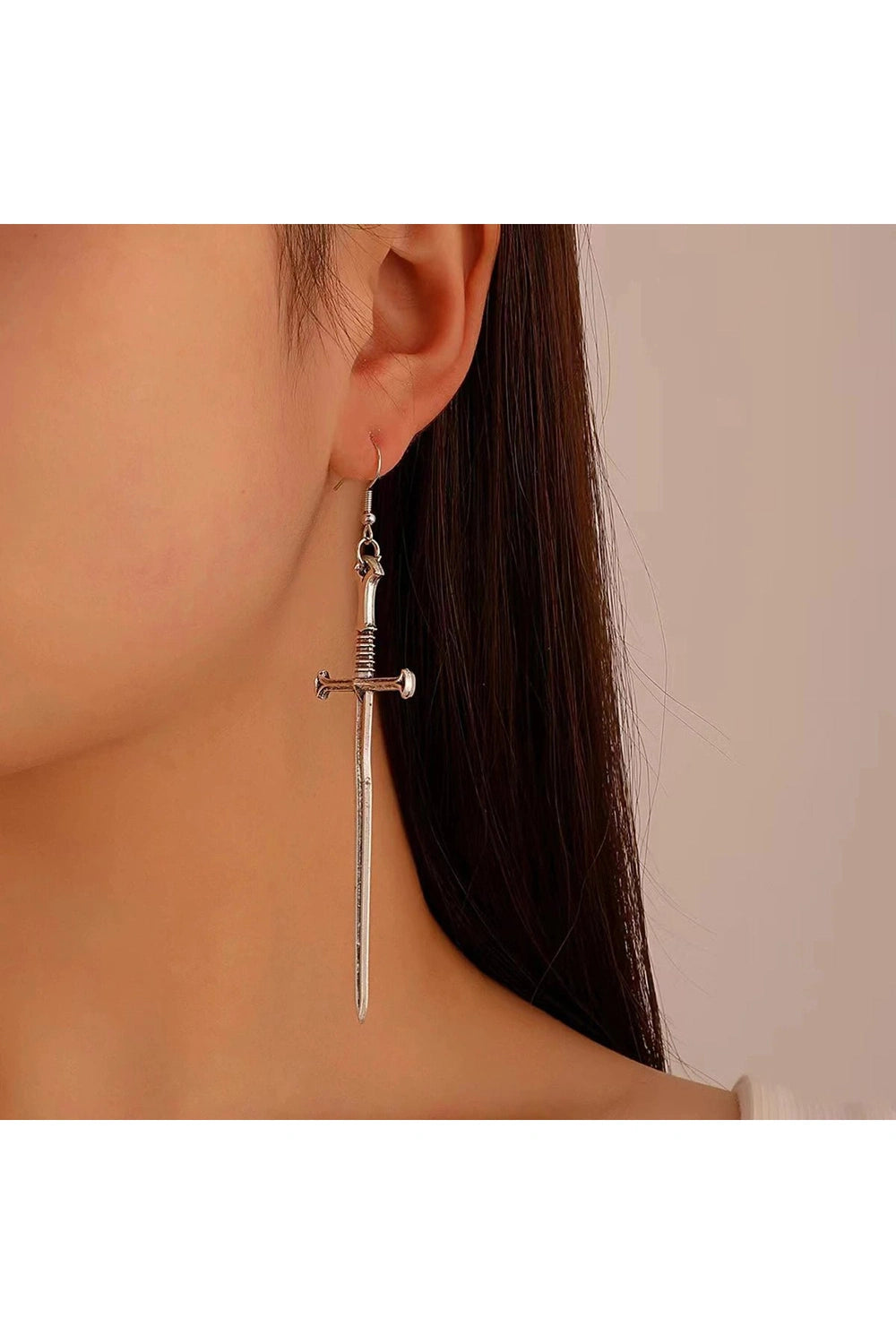 Alt Goth Silver Sword Drop Earring Shoptery