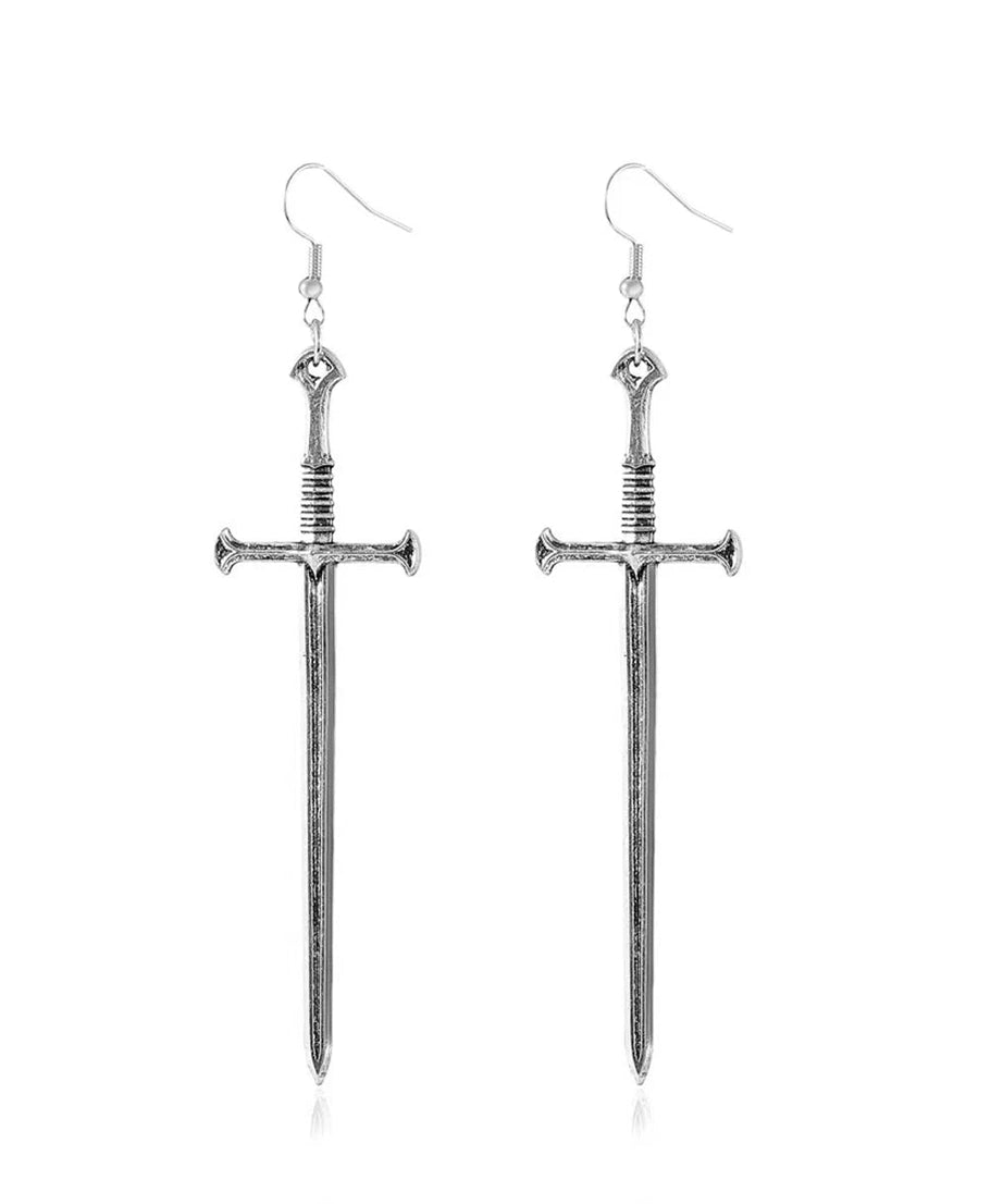 Silver Sword Drop Earring - Earrings