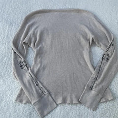 Alt Skeleton Print Waffle Knit Top Shoptery