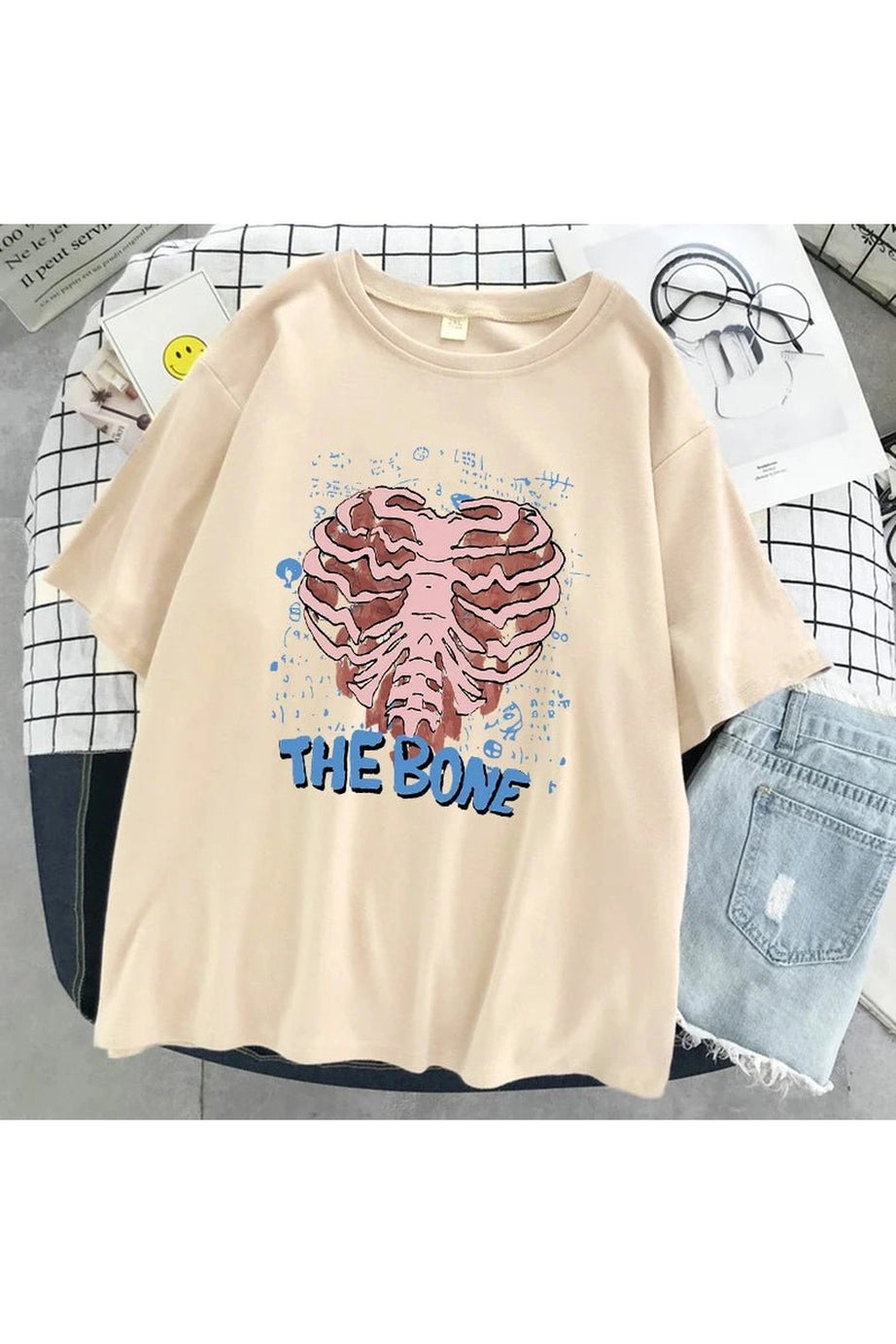 Skeleton Ribcage Graphic T - shirt - T - Shirts