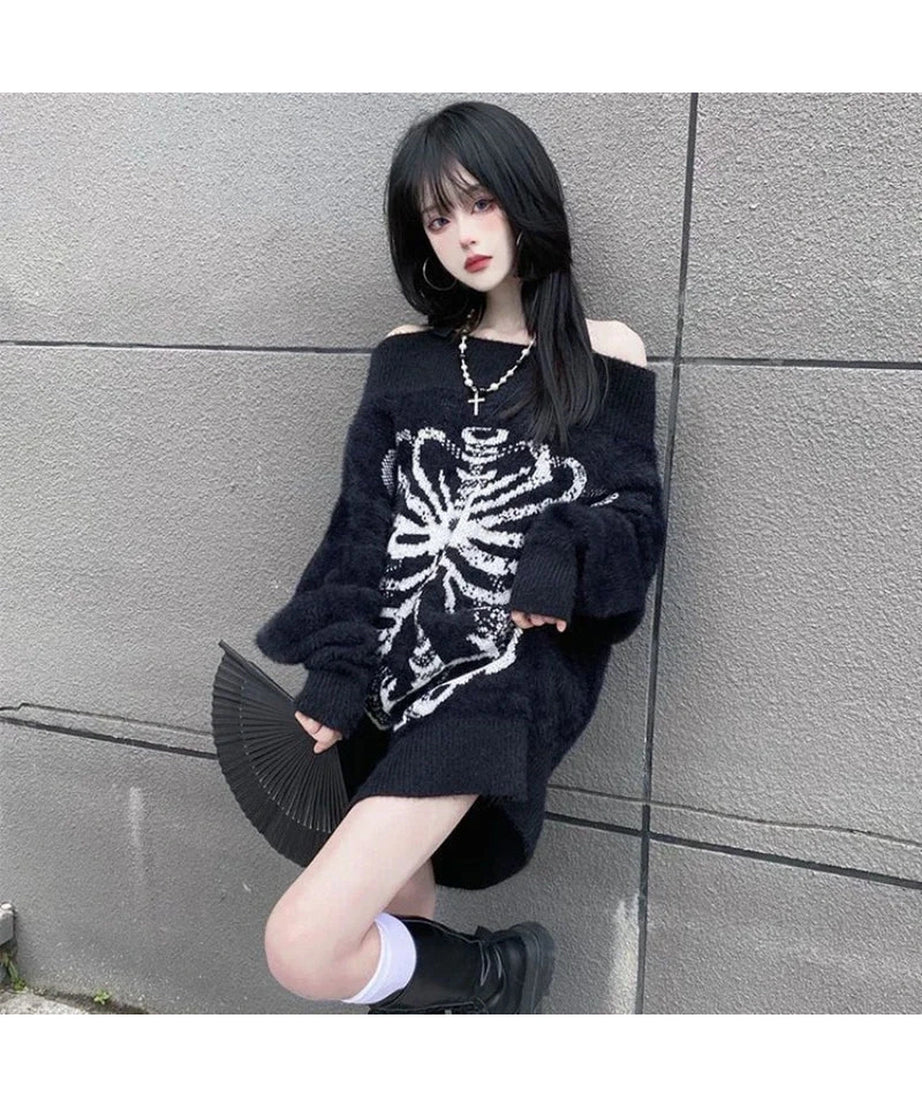 Skeleton Shadow Oversized Sweater - 