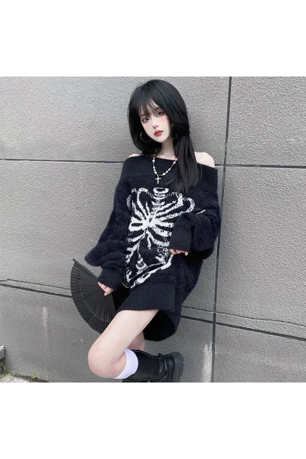 Skeleton Shadow Oversized Sweater - 